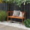 Costway Patio Eucalyptus Wood Bench 2-Person Slatted Seat Backrest 800 Lbs Natural